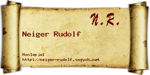 Neiger Rudolf névjegykártya